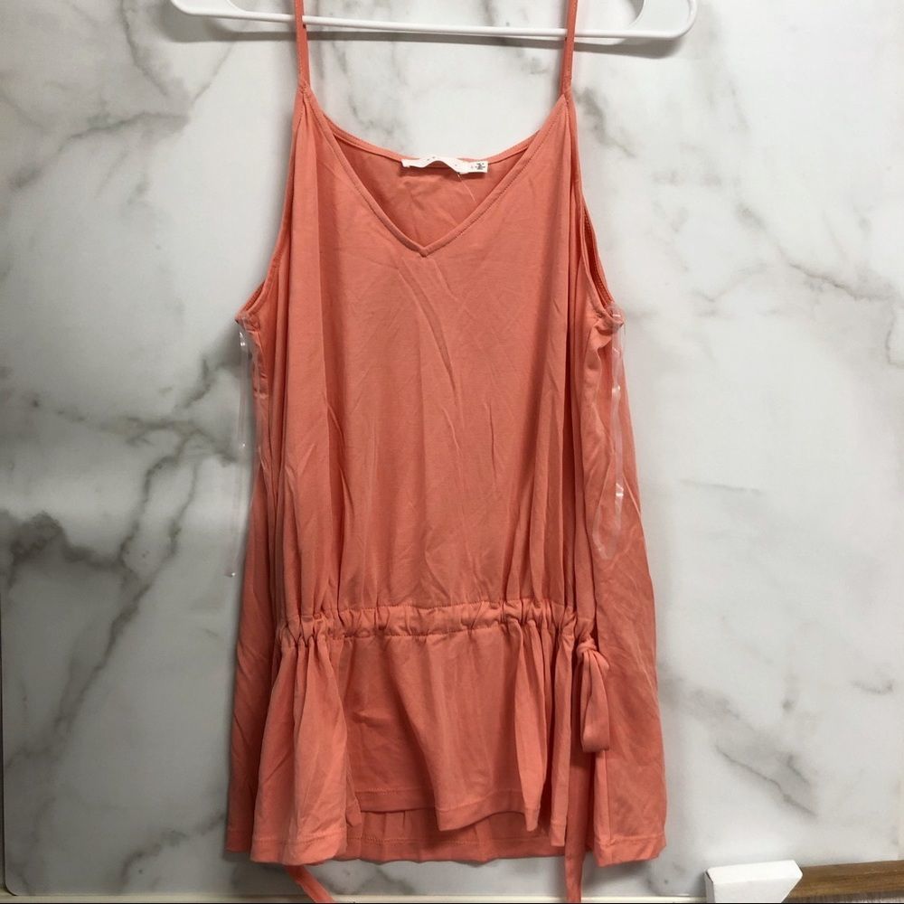 Lush Coral Pink Front Drawstring Camisole NWOT L - Picture 2 of 8